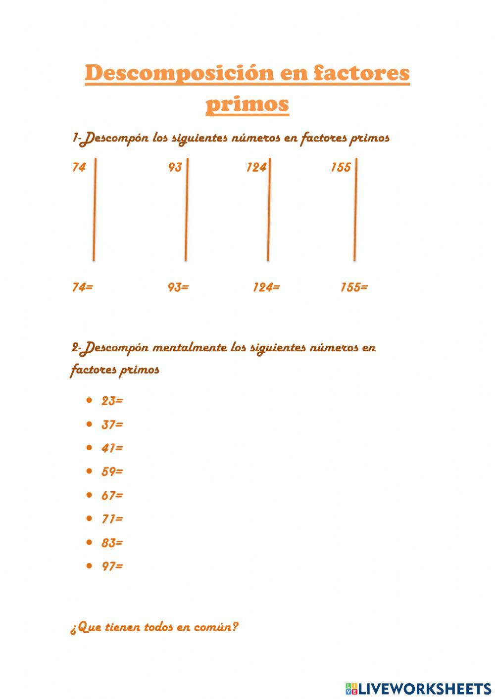 Descomposición en factores primos
