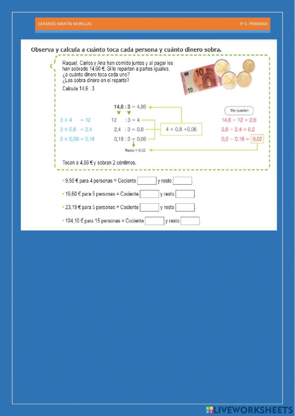 Cálculo y operaciones. Ficha 21.