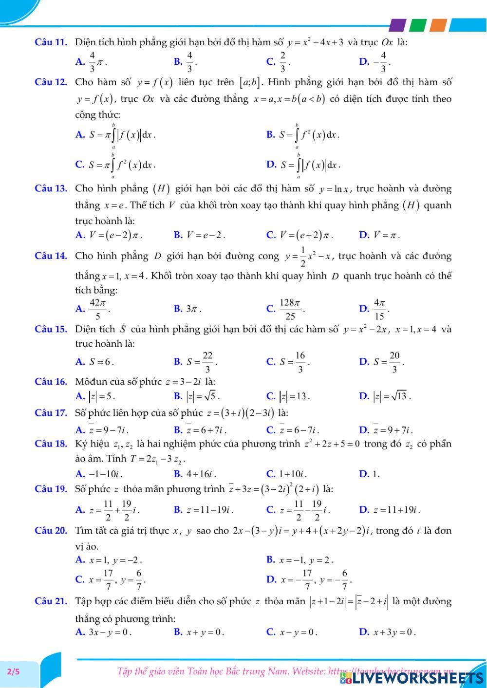 Toán 12-Kiểm tra CK2-THPT DakGlong, DakLak-2021
