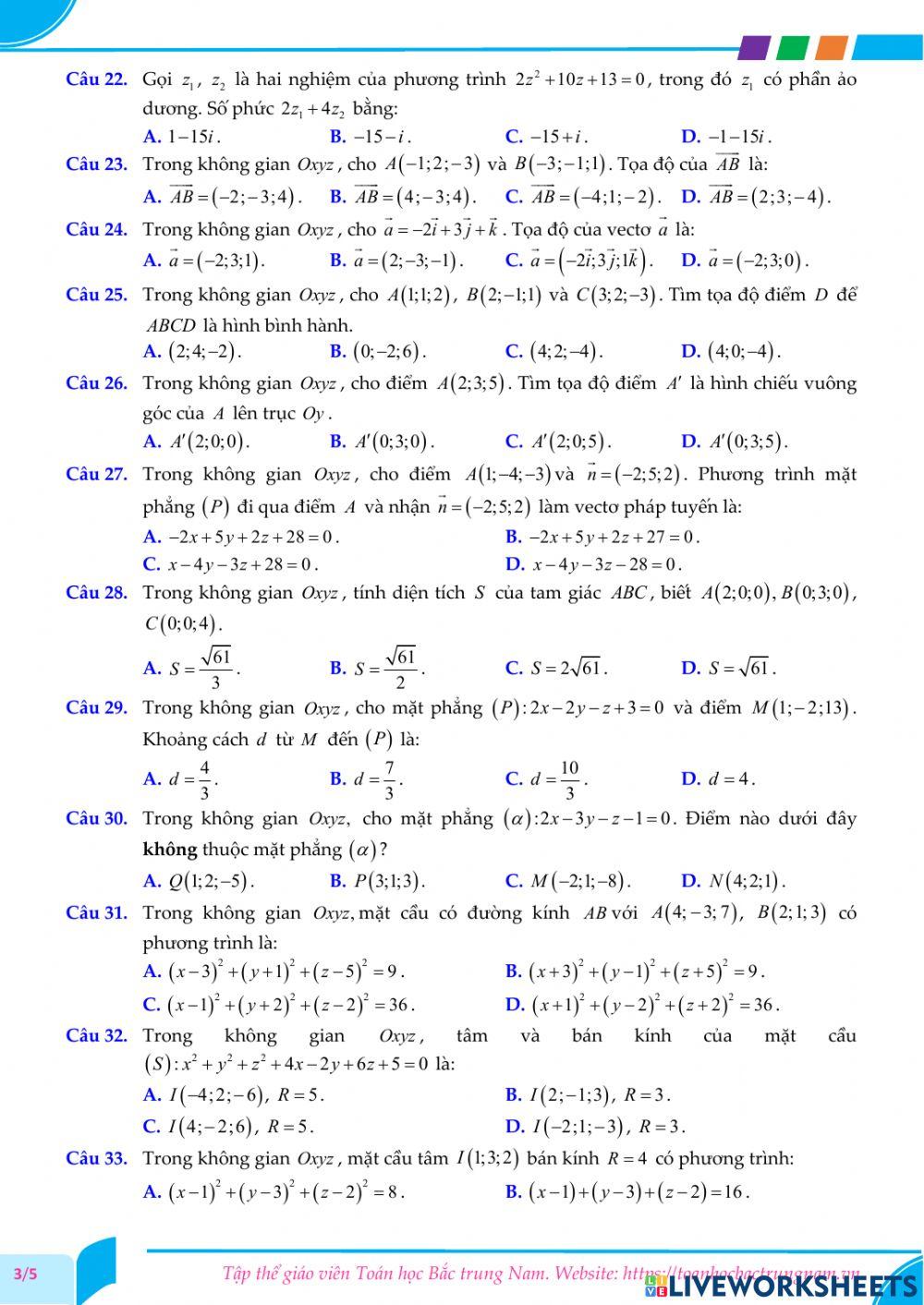 Toán 12-Kiểm tra CK2-THPT DakGlong, DakLak-2021