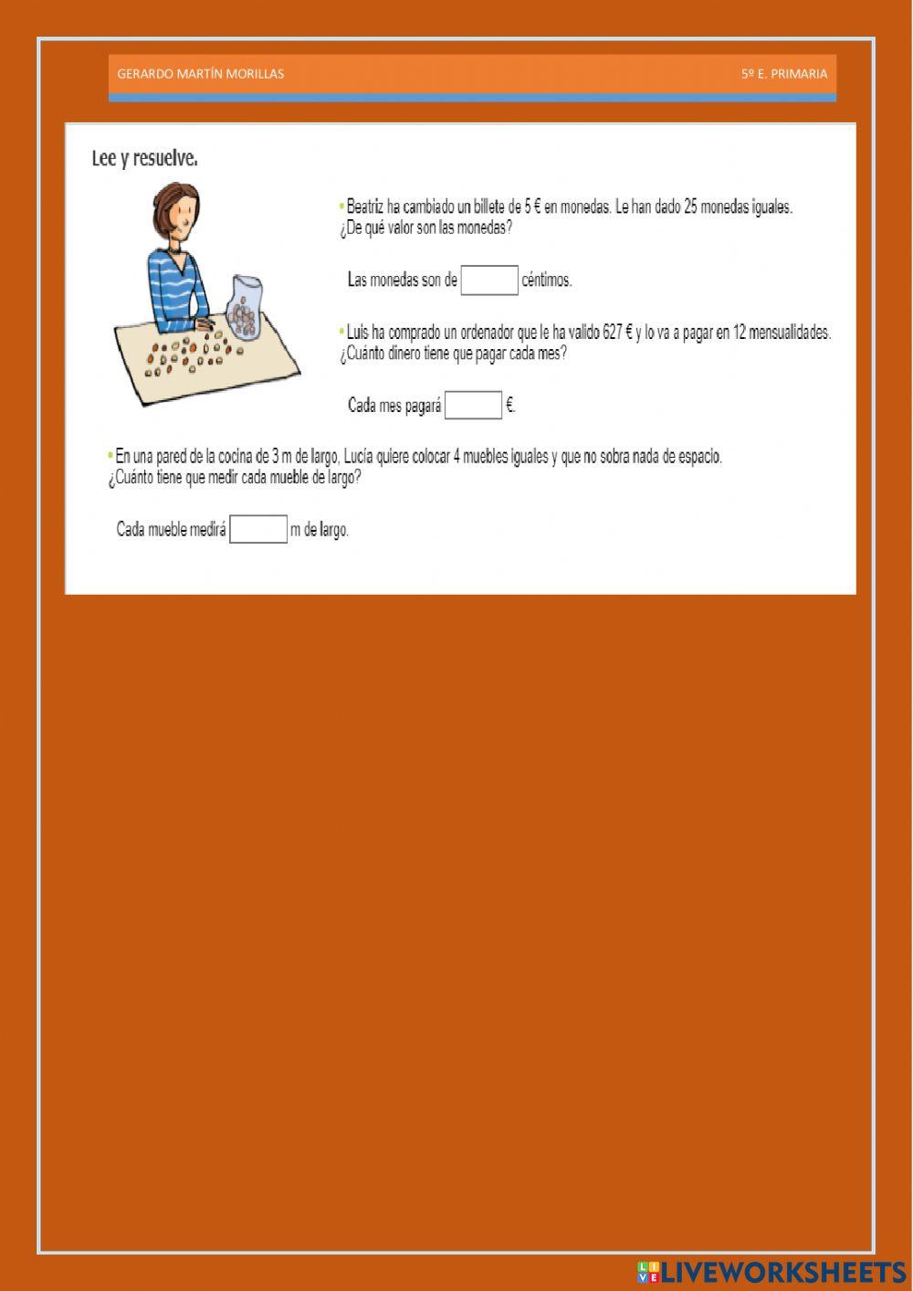 Cálculo y operaciones. Ficha 22.