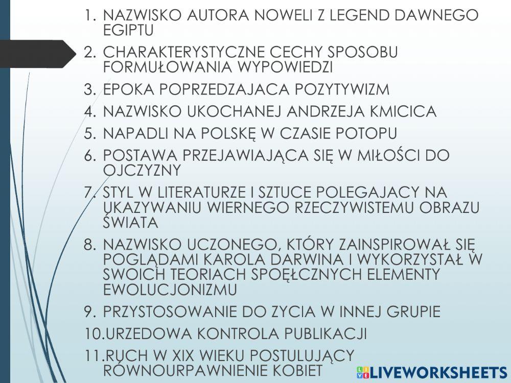 Pozytywizm - powtórzenie wiadomości