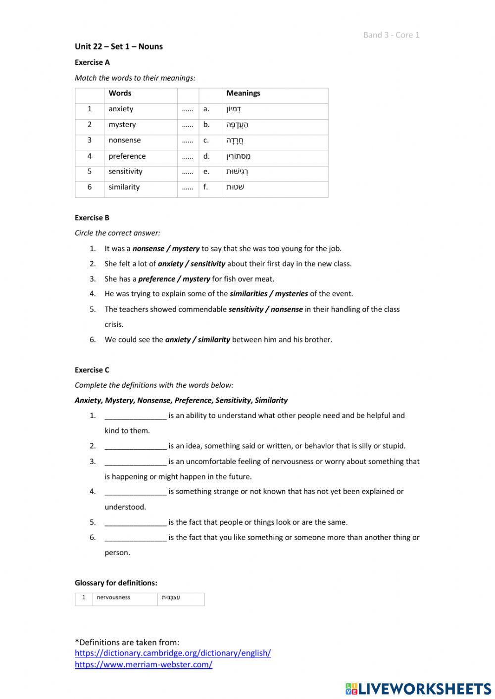 Band 3 (Core 1) - Unit 22 - Set 1