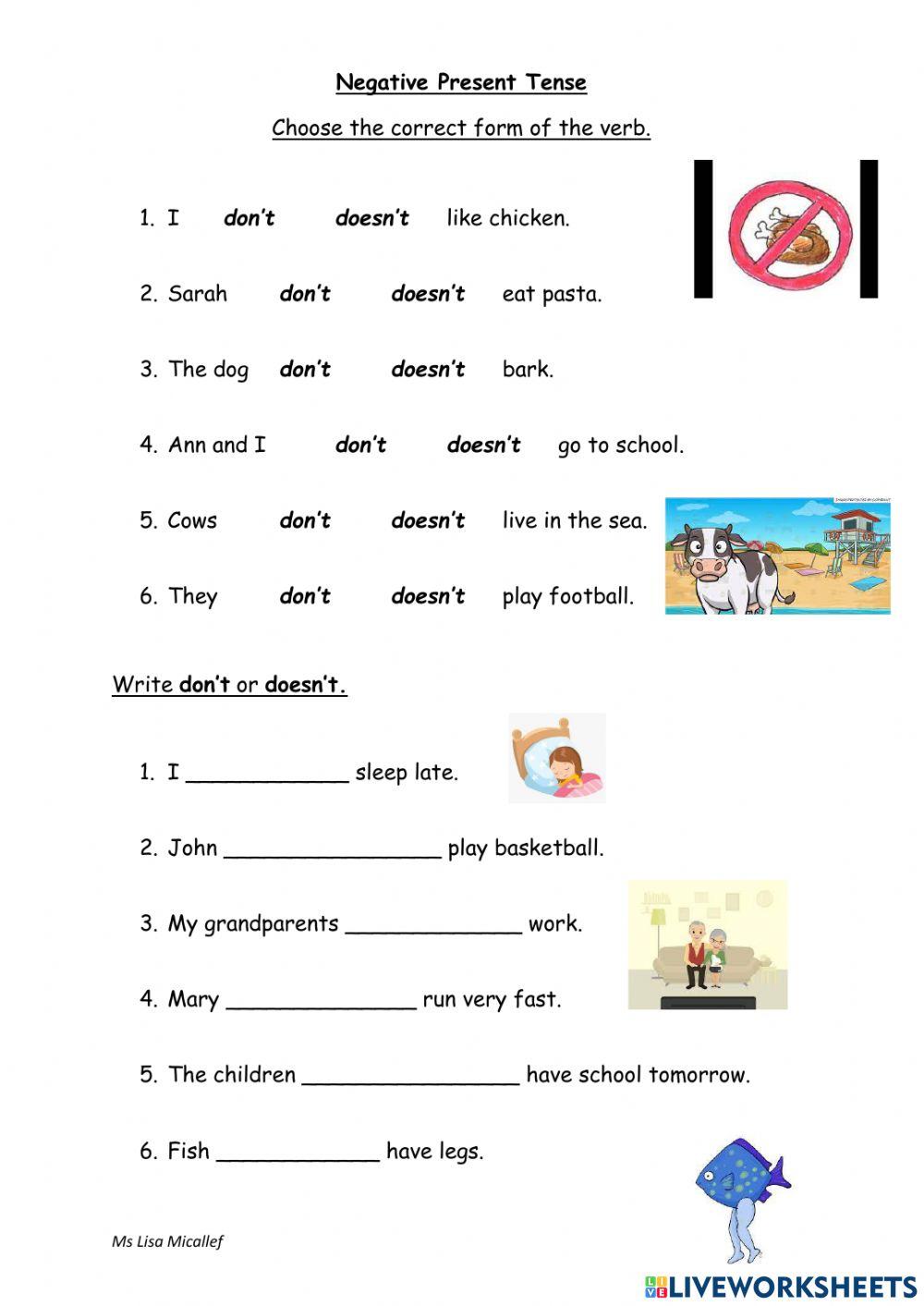 Negative Present Tense Negative Present Tense