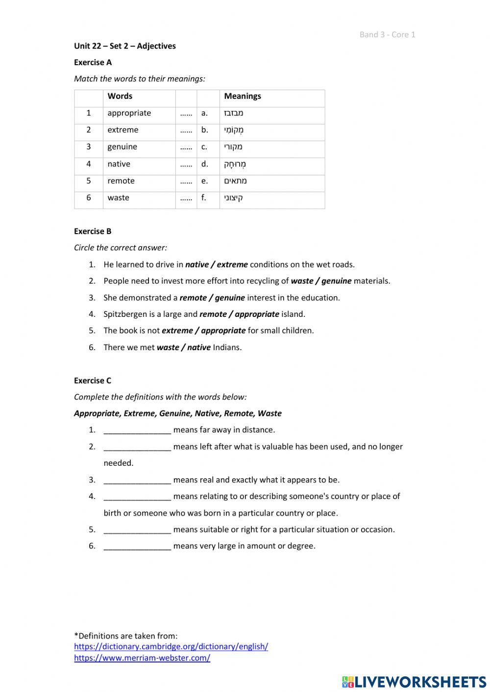 Band 3 (Core 1) - Unit 22 - Set 2