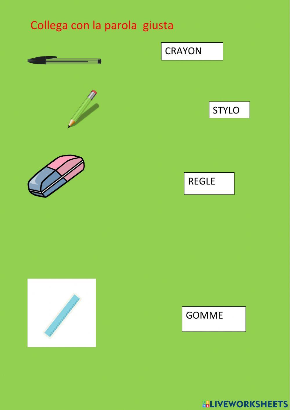 Gli oggetti scolastici