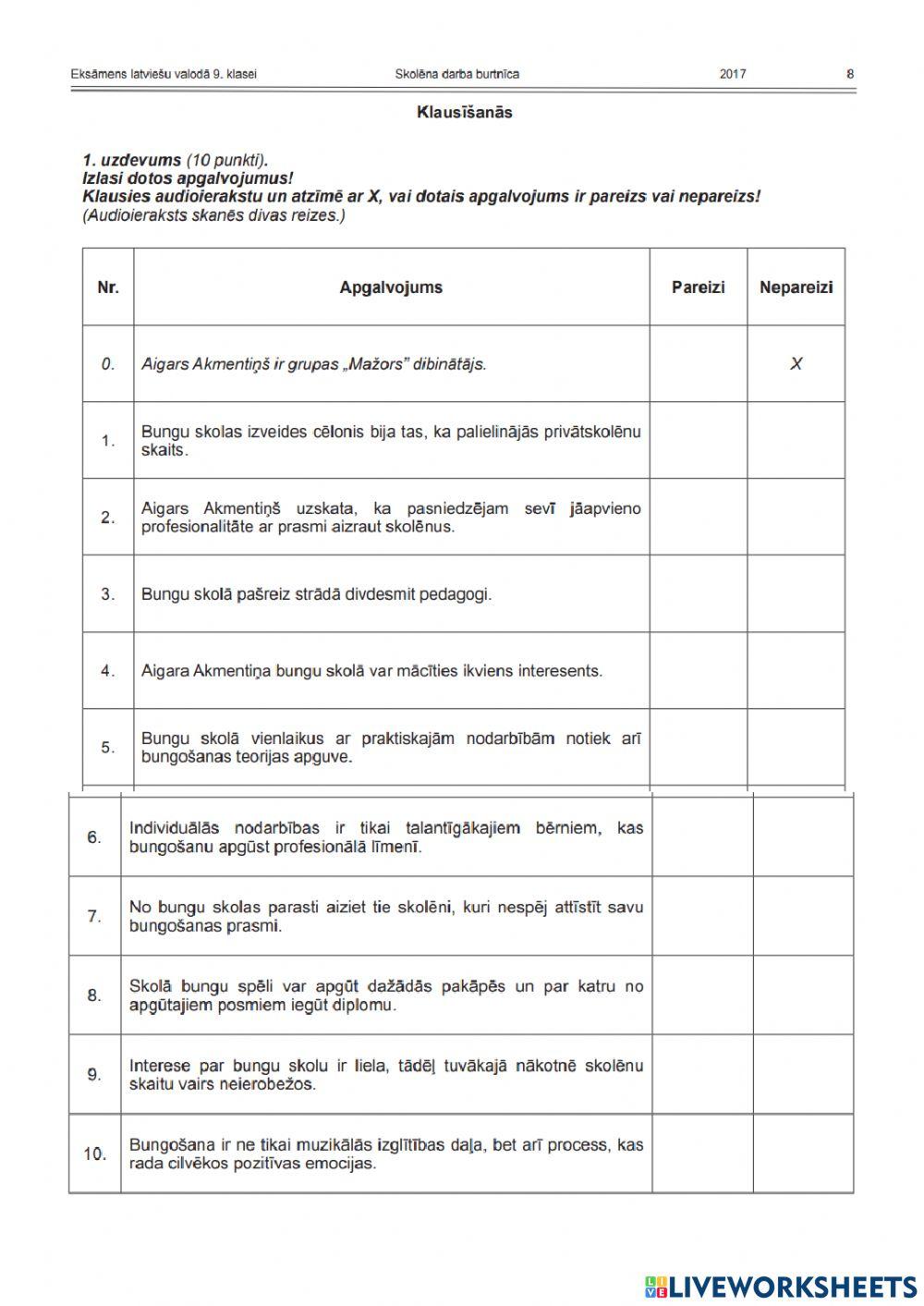 2017.g. 9.kl.eksāmens Klausīšanās LAT2