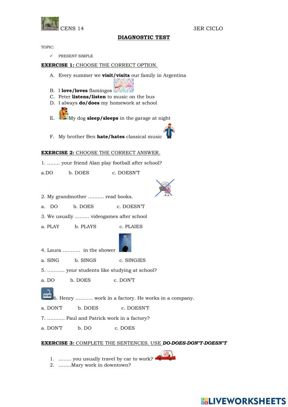 Diagnostic test 3rd year
