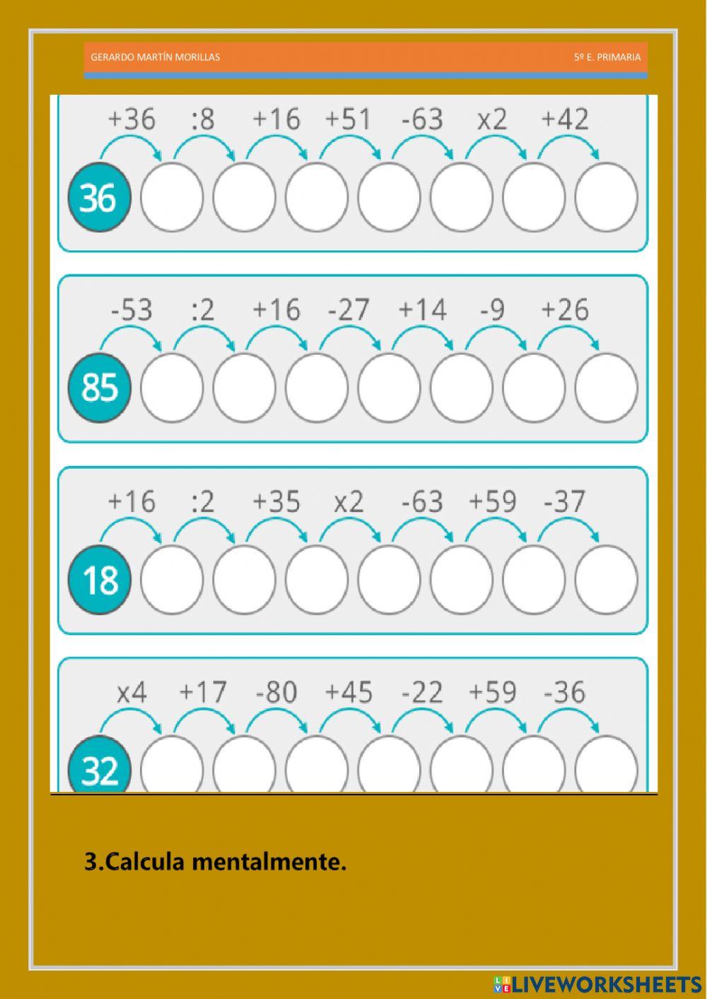 Cálculo y operaciones. Ficha 24.