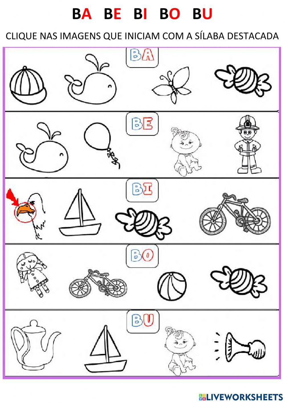 Clique nas imagens que começam com... ba be bi bo bu