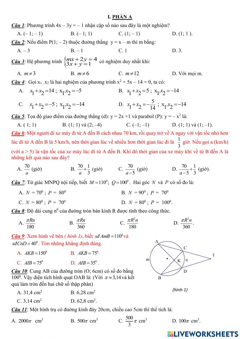 Đề thi HK2 toán 9 131415