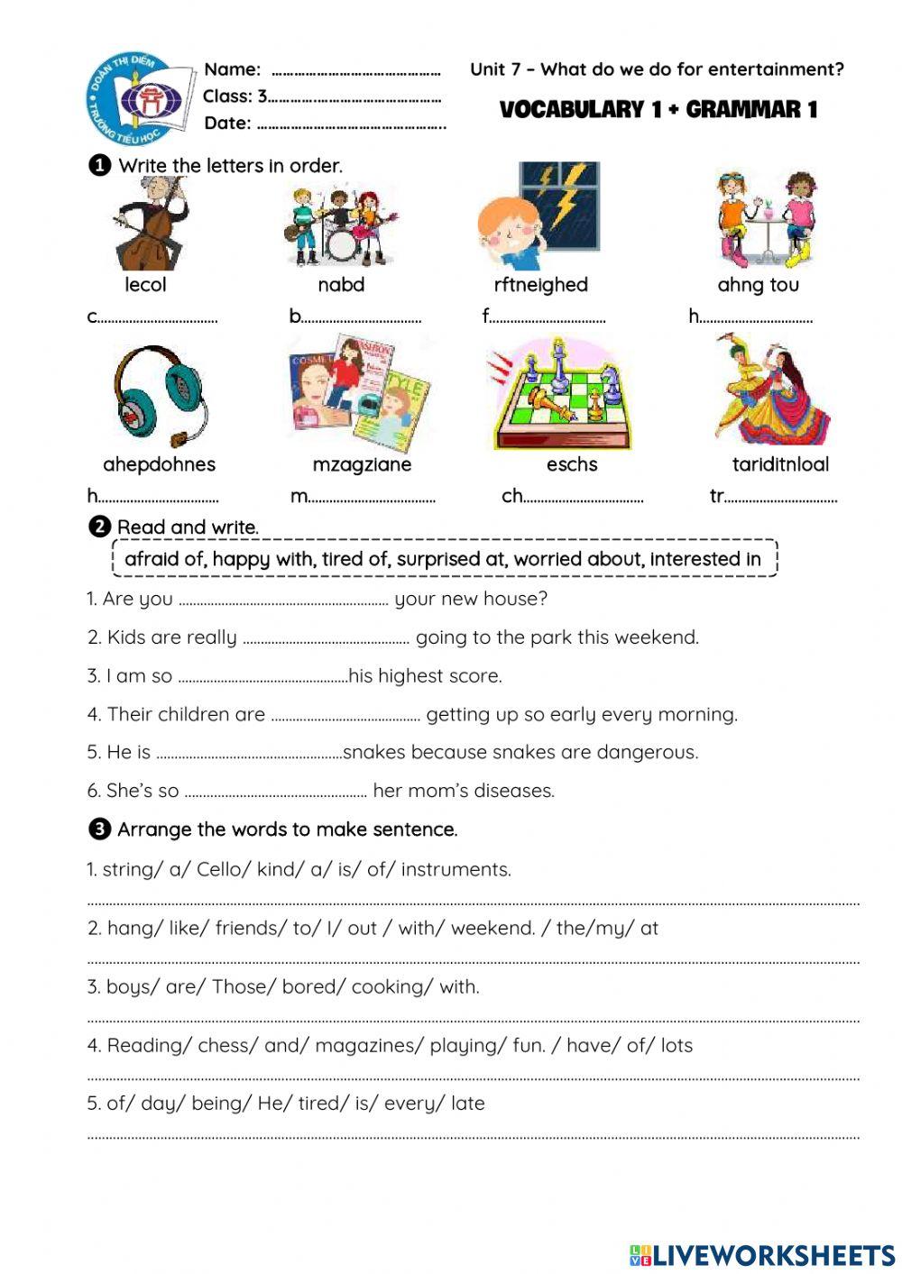 Review Unit 7 Vocab 1 + Gammar 1