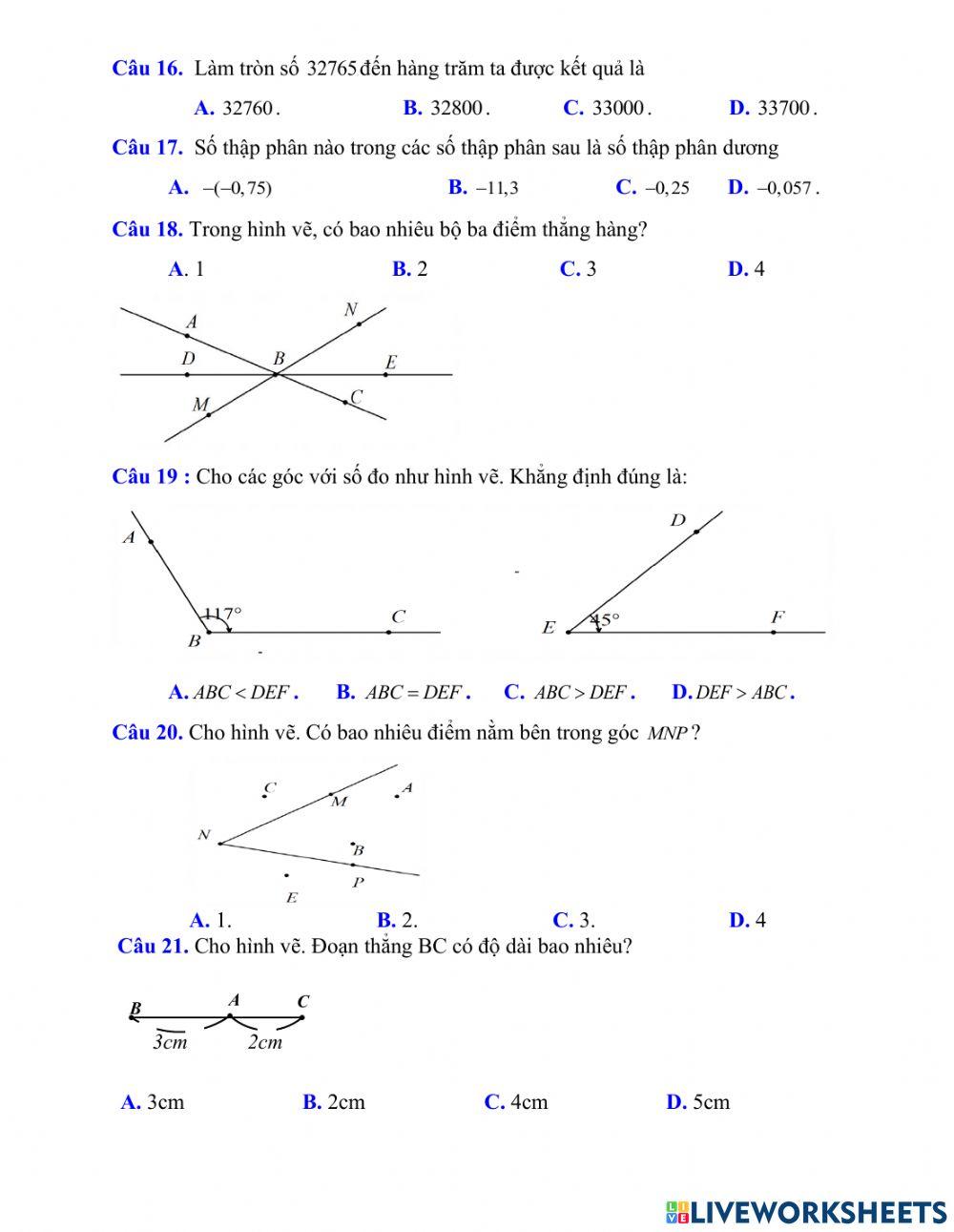 Ôn tập học kì 2 toán 6 năm 21-22