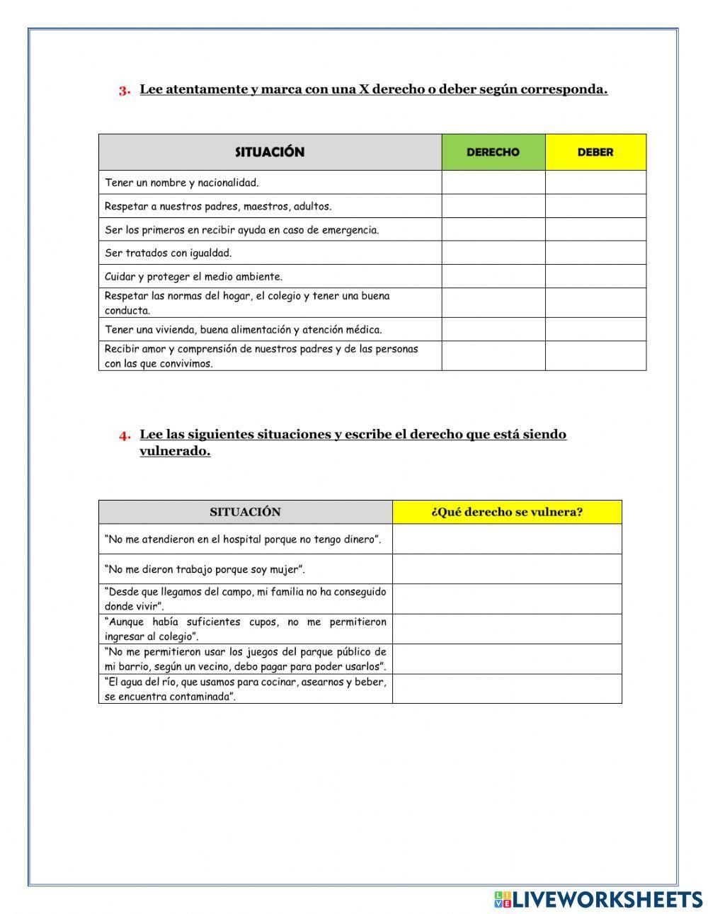 Actividades Repaso derechos Humanos