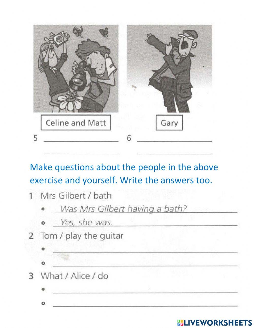 Past Continuous Tense Writing