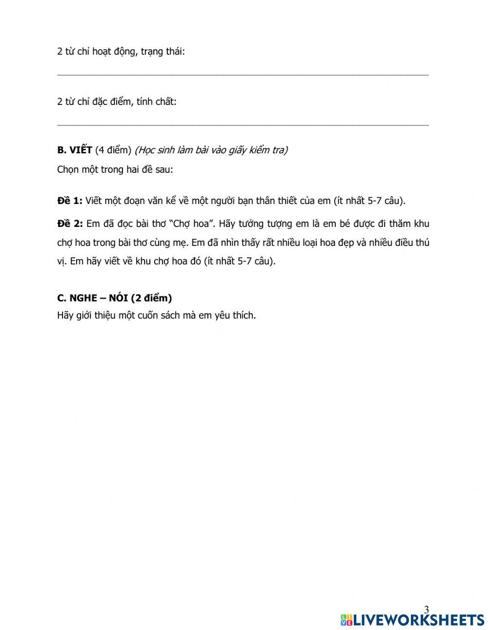 Đề KT lớp 3 giai đoạn 1