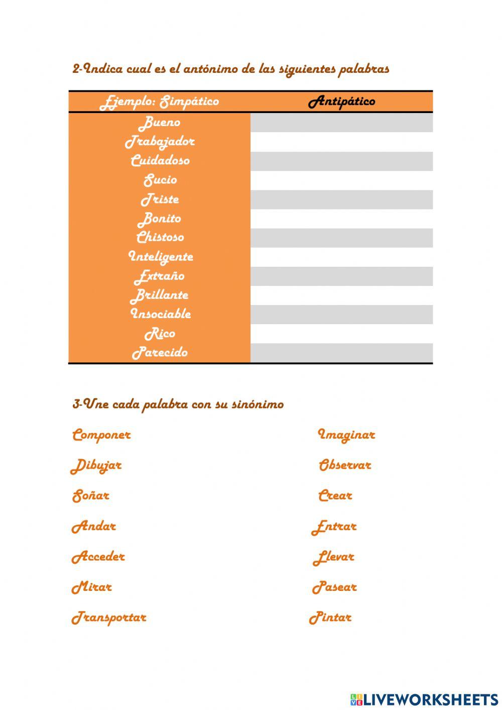 Sinónimos y Antónimos