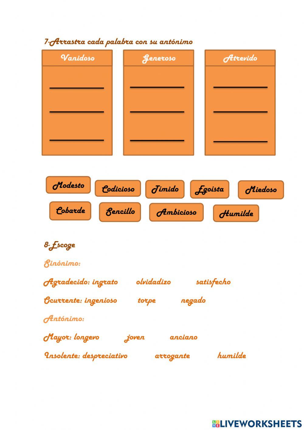 sinonimos-y-antonimos-online-exercise-for-egb