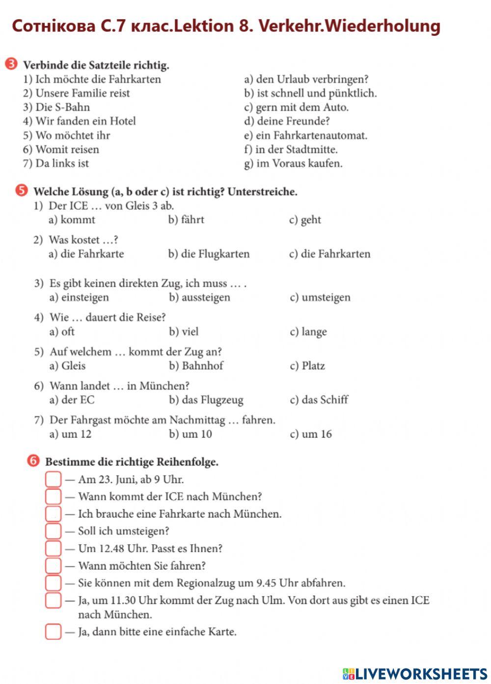 Сотнікова С. 7 клас. Lektion 8.Verkher.Wiederholung