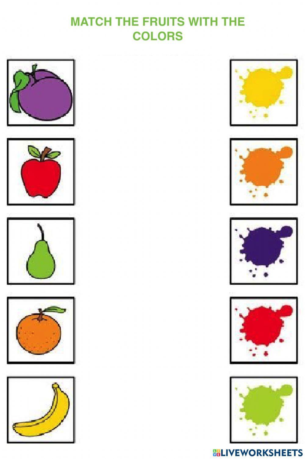 Fruit and color matching worksheet | Live Worksheets Fruit and color matching worksheet | Live Worksheets