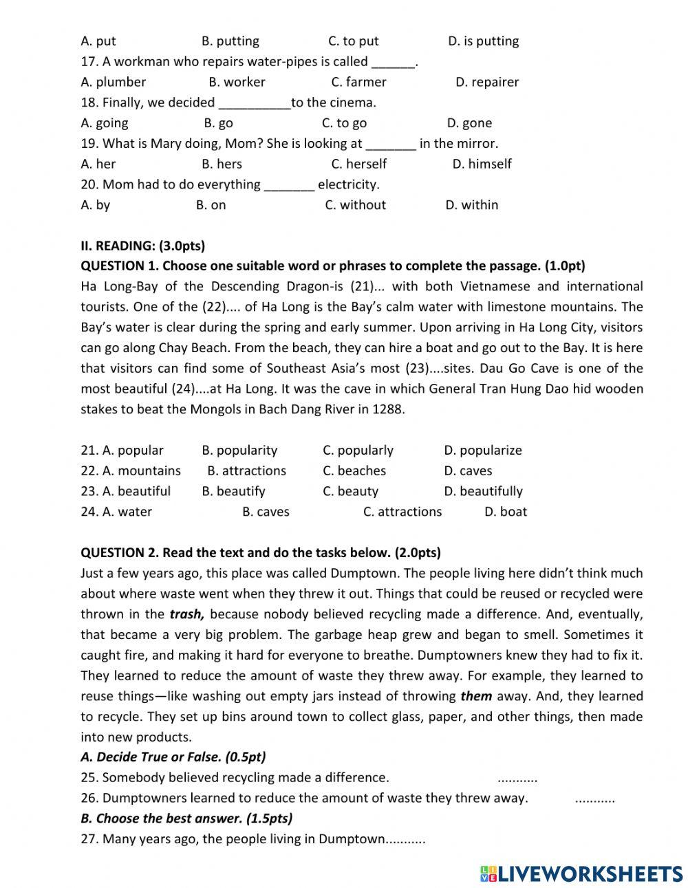 Đề hk 2 tiếng anh 8