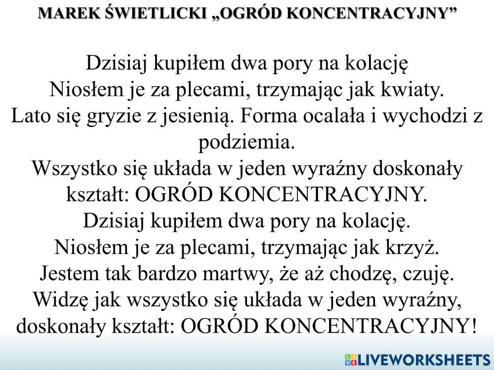 Marcin świetlicki poezja