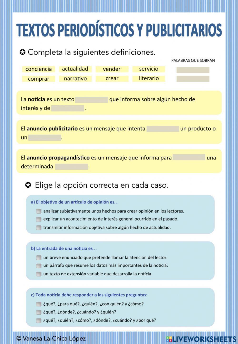 Textos periodísticos y textos publicitarios
