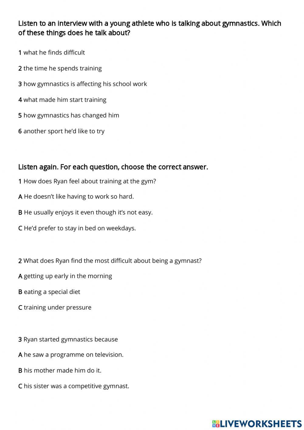 Listen to a gymnastic