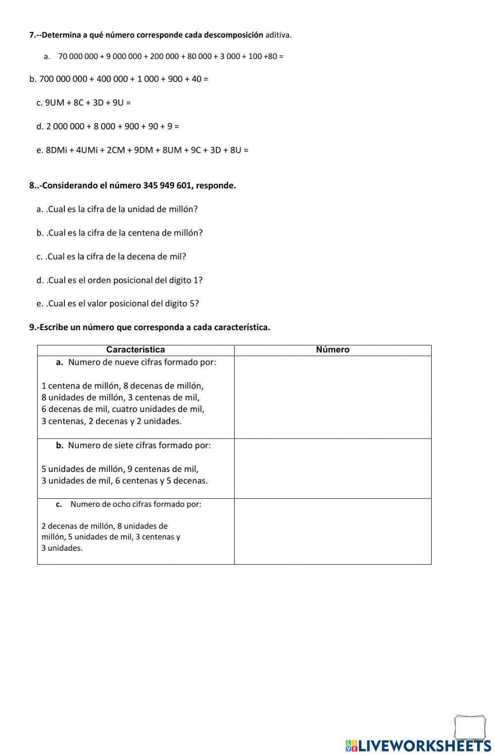 Mumeros hasta los mil millones