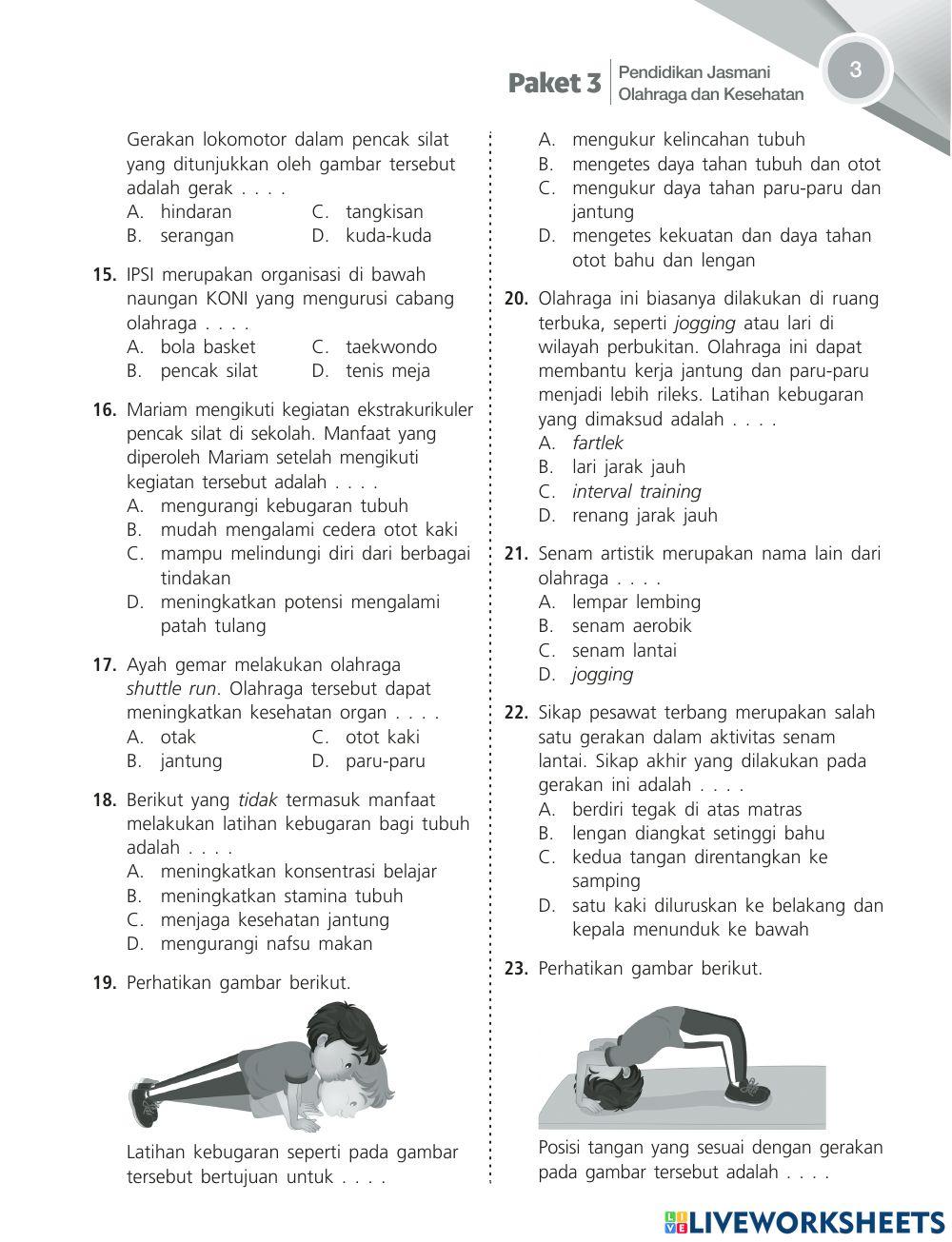 Latihan us sd pjok paket 3
