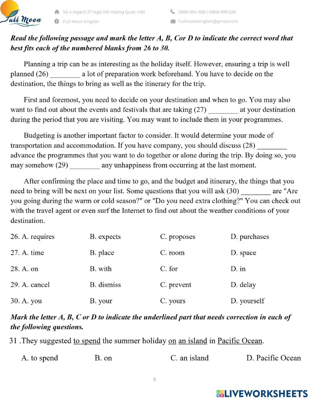 Đề thi vào 10. Practice Test 14