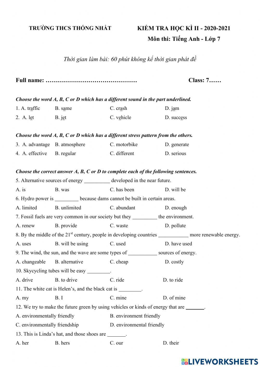 2nd semester test 03 - E7