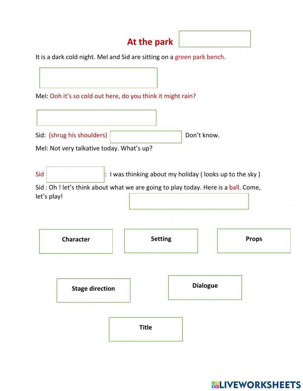 play script features online exercise for | Live Worksheets