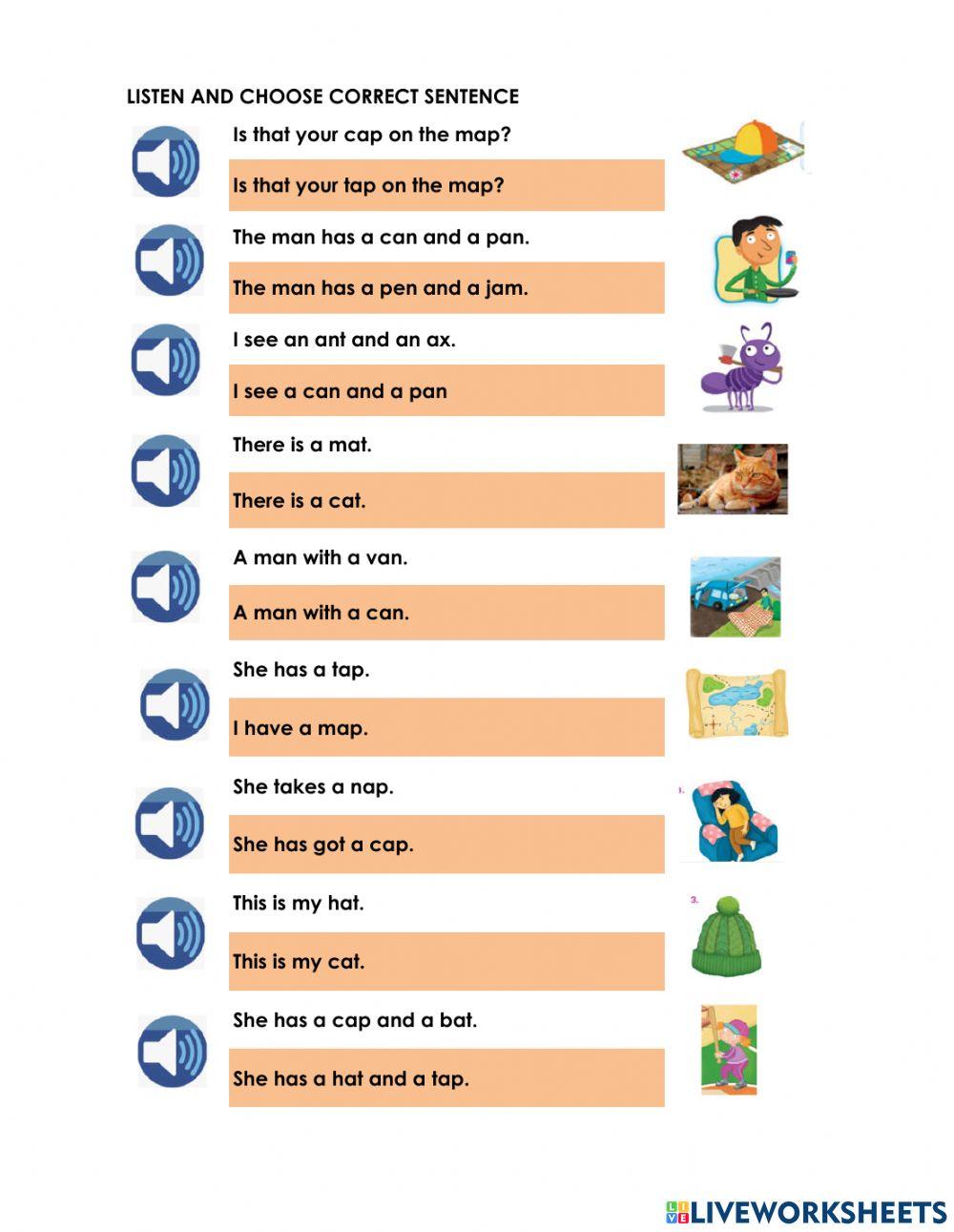 Phonic short vowel a