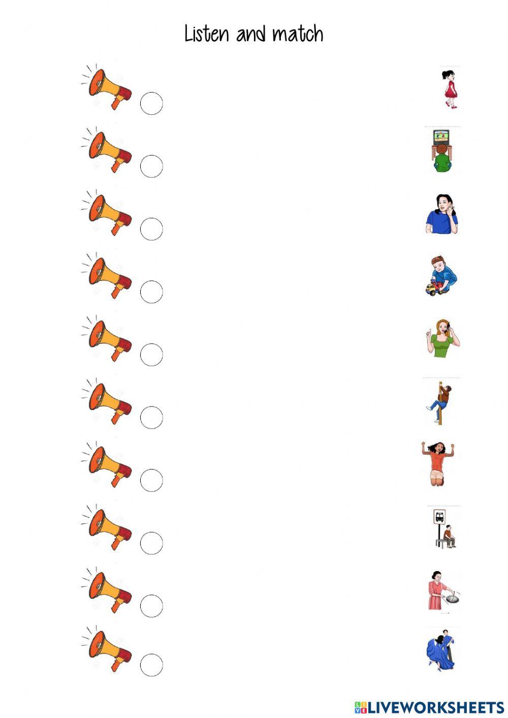 Listen and match regular verbs past simple 2