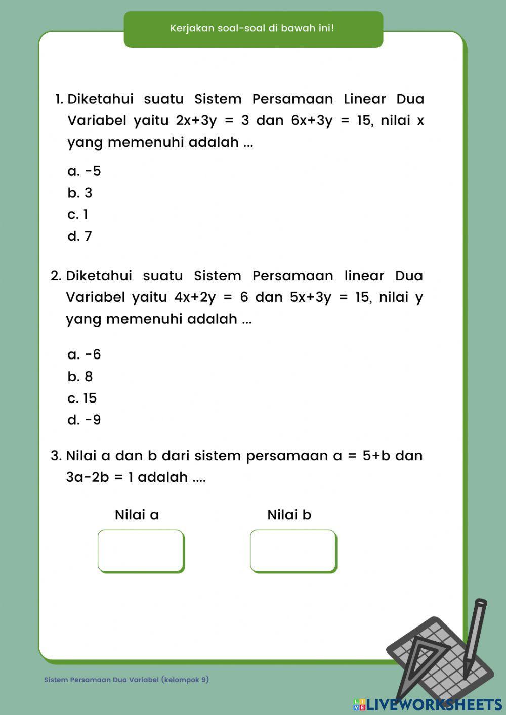 Sistem Persamaan Linear Dua Variabel