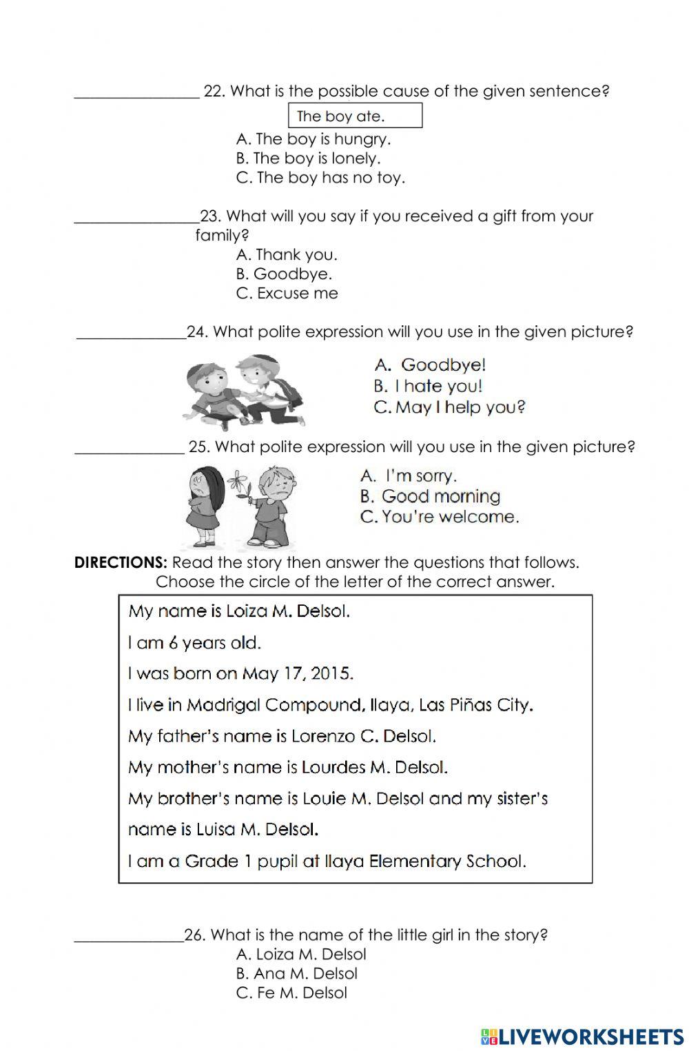 ENGLISH Q3 Learning Activity Sheet