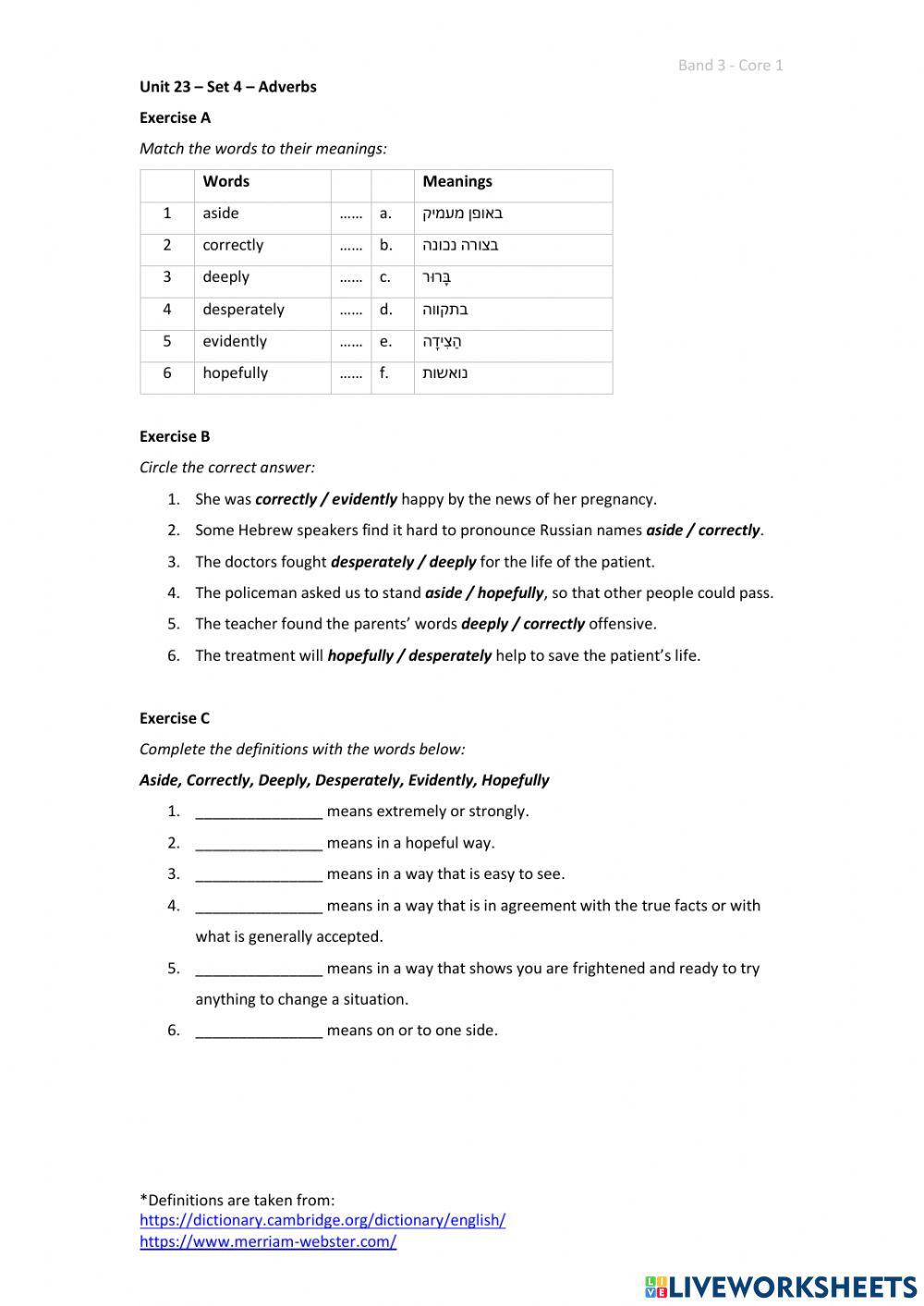 Band 3 (Core 1) - Unit 23 - Set 4