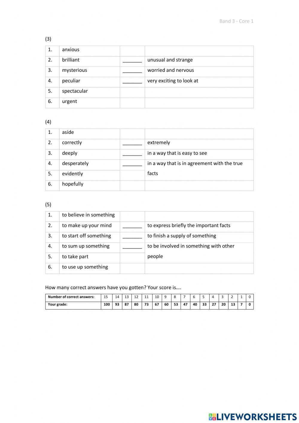 Band 3 (Core 1) - Unit 23 - Test