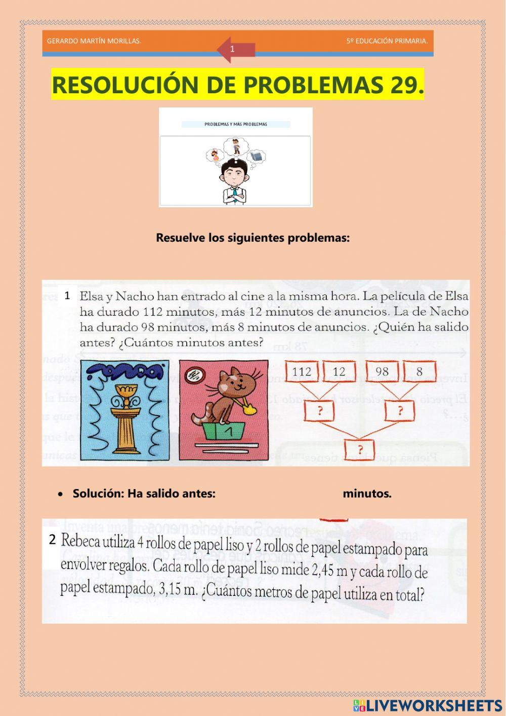 Resolución de problemas. Ficha 29.
