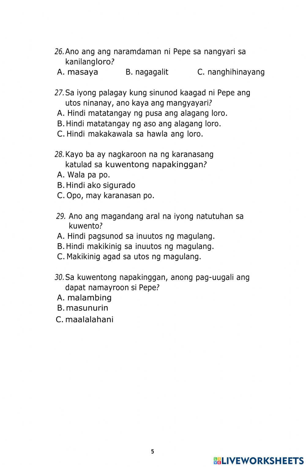 FILIPINO Q3 Learning Activity Sheet