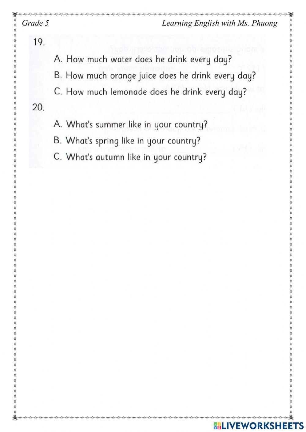 English 5 - Unit 17&18. Listening