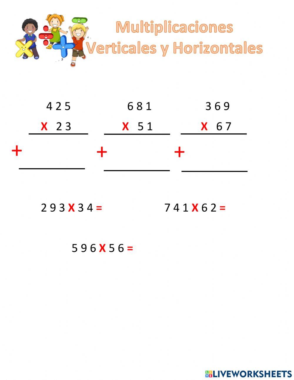 Multiplicaciones  Verticales y Horizontales
