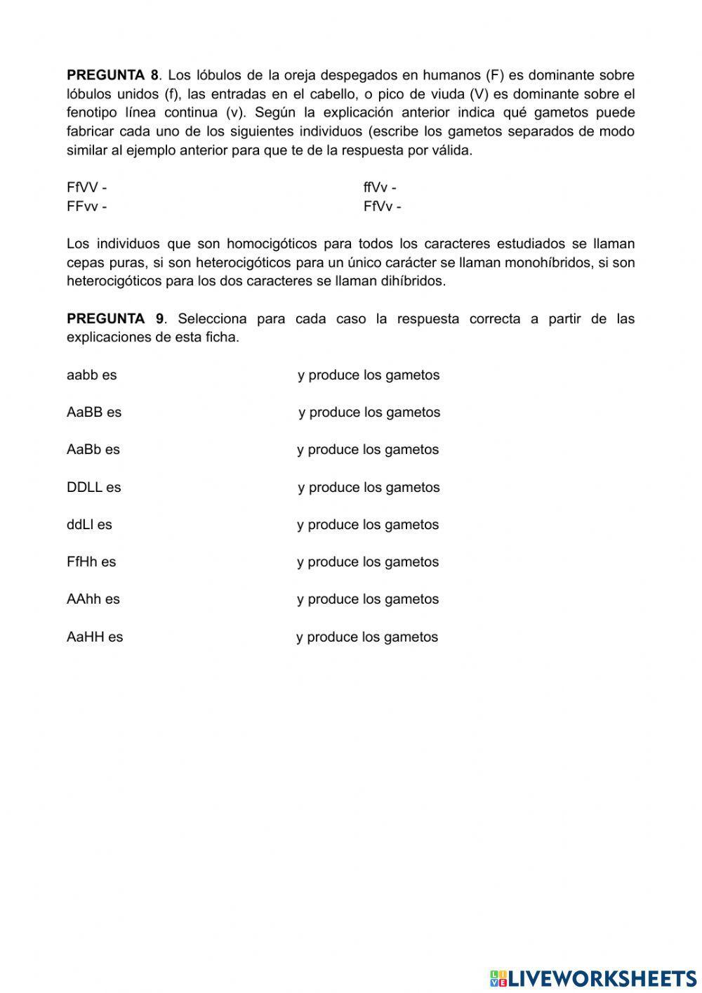 Ficha 2. Trabajar con varios caracteres a la vez. Introducción a los problemas de genética