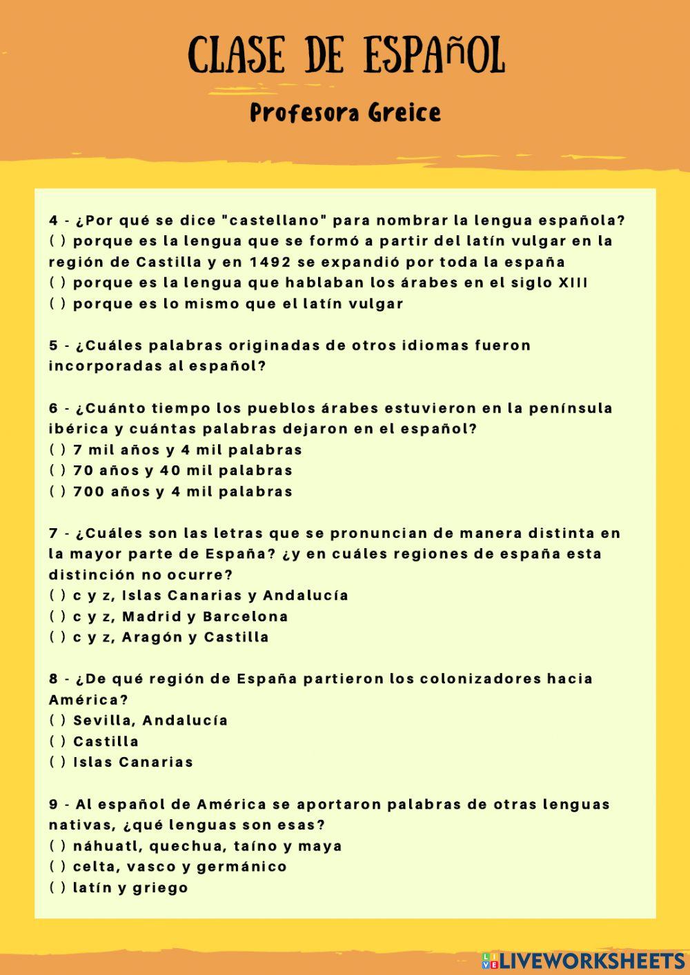 Atividade - El origen del español