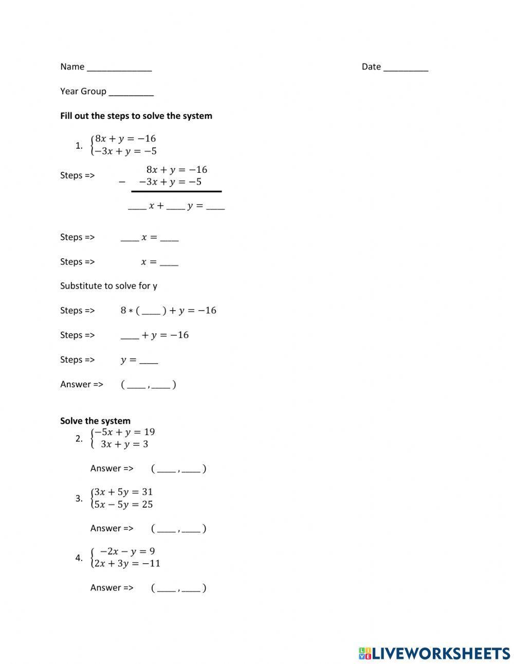 System of Equations - Add or Subtract