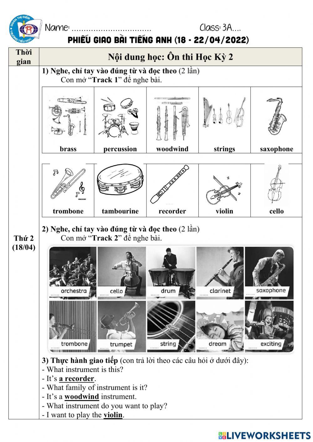 Nội dung ôn thi HK2