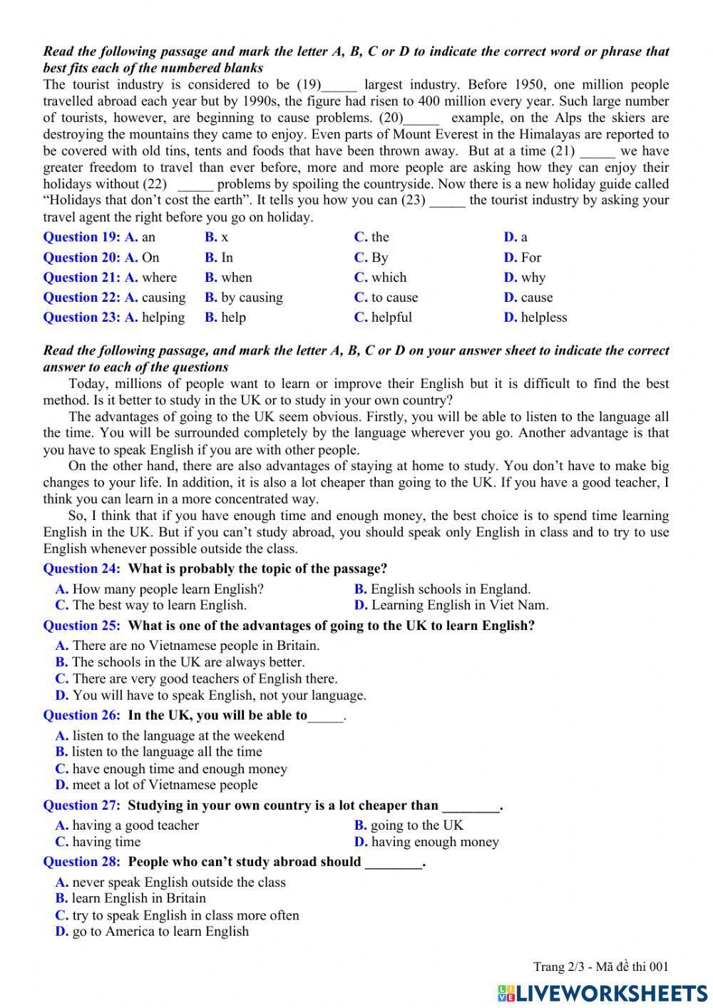 Đề Thi vào 10 ( Quận 2 Bà Trưng )
