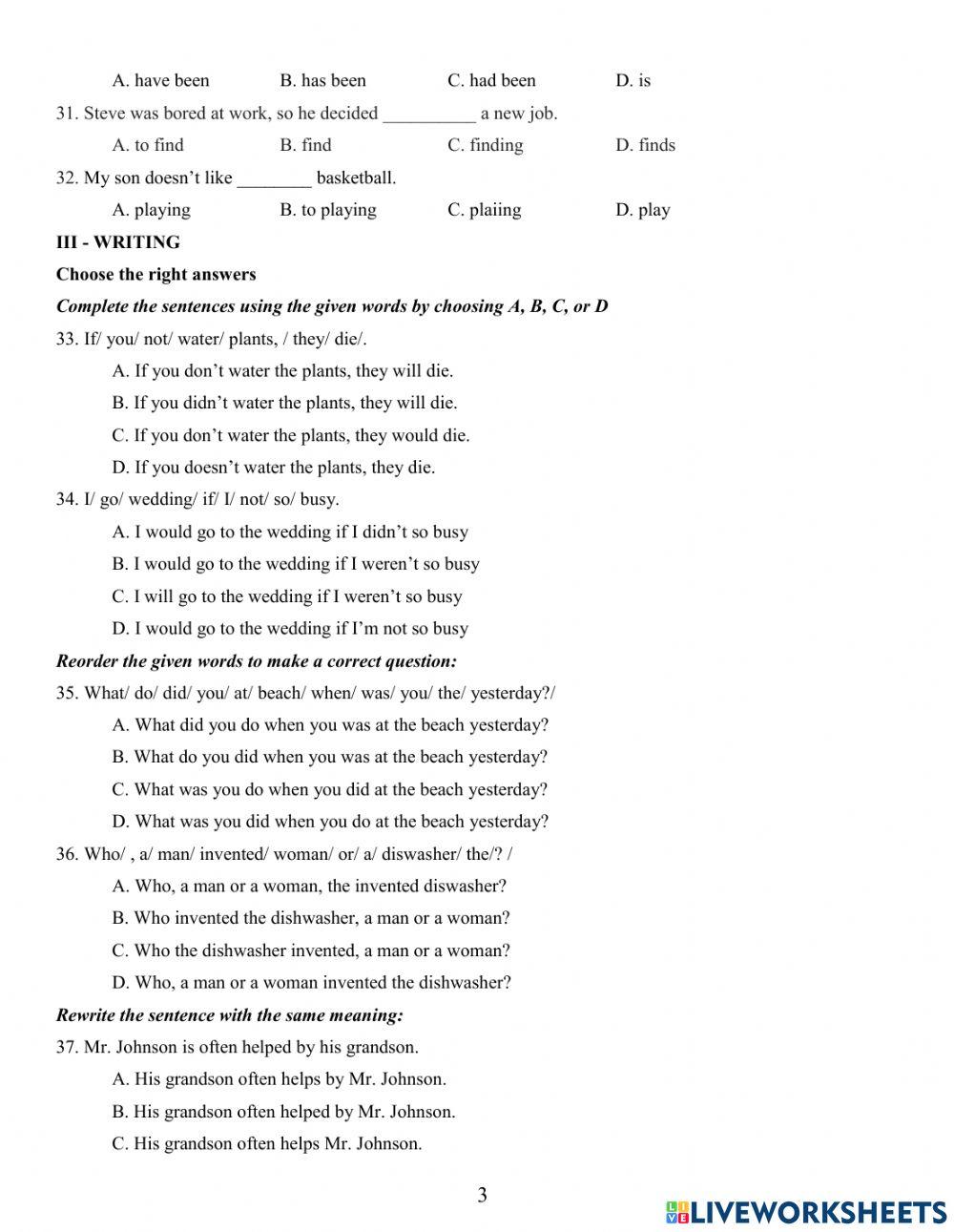 Đề ôn tập cuối khóa số 1