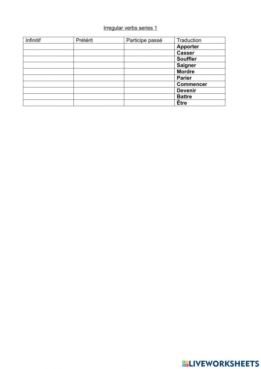 Irregular verbs series 1